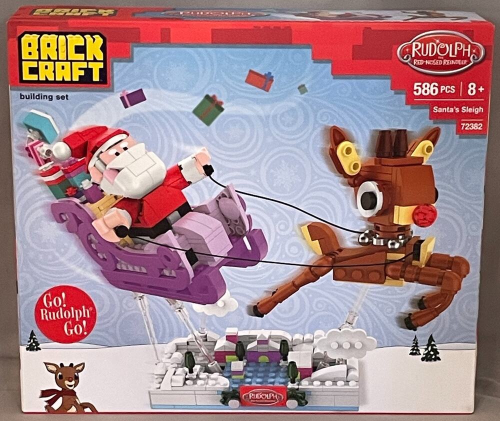 Brick Craft Rudolph Red-Nosed Reindeer Santa's Sleigh Building Set 72382 NEW